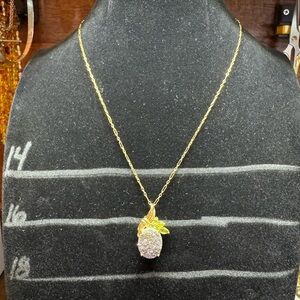14KT YG Chain Necklace & 10K YG Druzy & Peridot Pendant